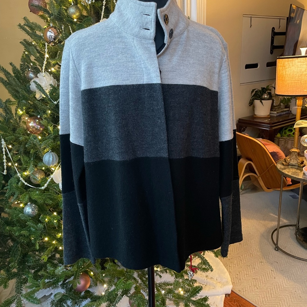 Karl Lagerfeld Grey and Black Wool Sweater